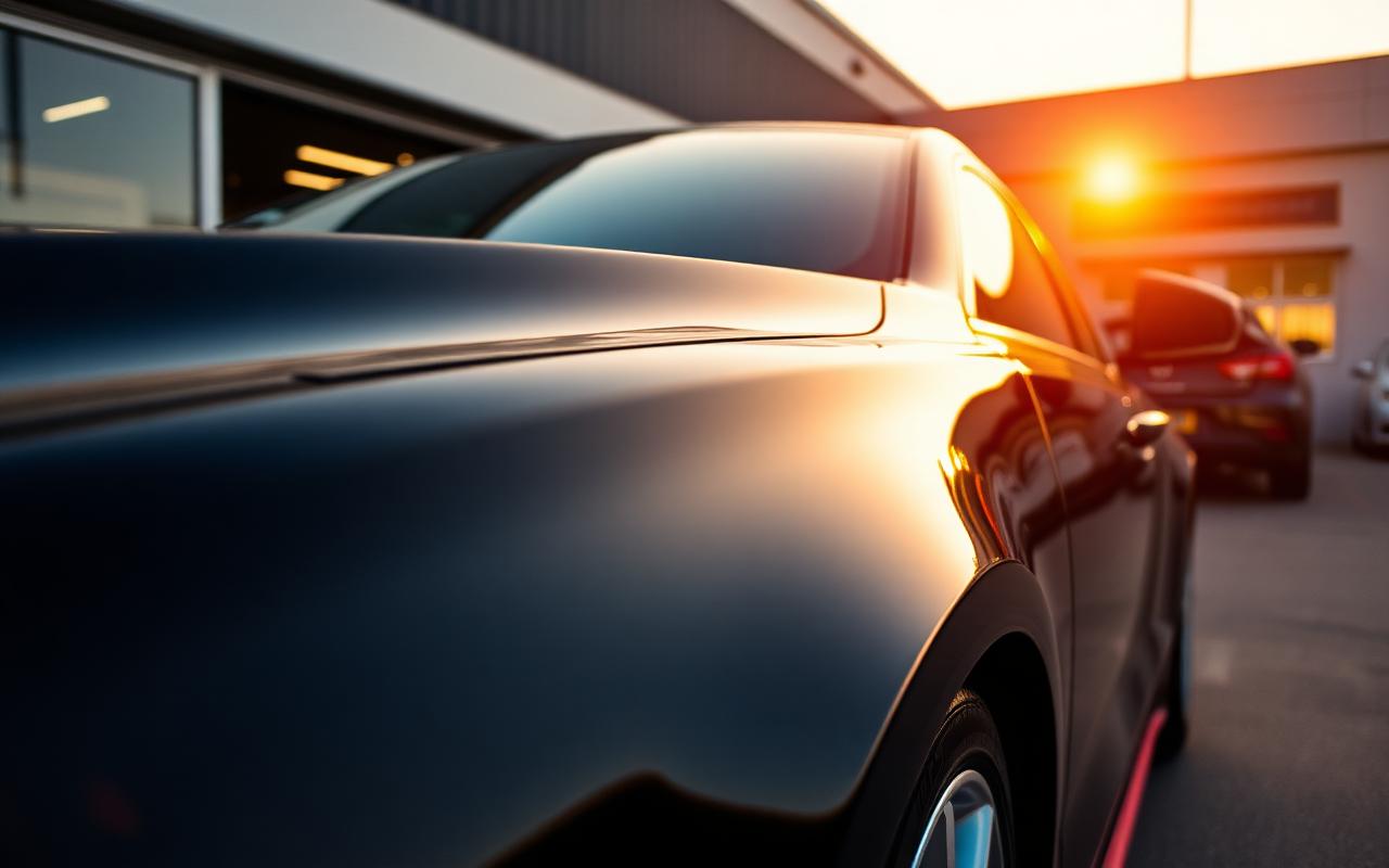Frisch lackiertes Auto wird an den Kunden übergeben